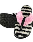 Miss-Striped Women's Cute (faux fur) Pink Flip Flops