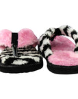 Miss-Striped Women's Cute (faux fur) Pink Flip Flops