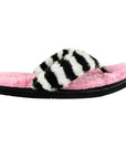Miss-Striped Women's Cute (faux fur) Pink Flip Flops