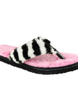 Miss-Striped Women's Cute (faux fur) Pink Flip Flops