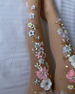 Carnations at Dawn Fishnet Stockings