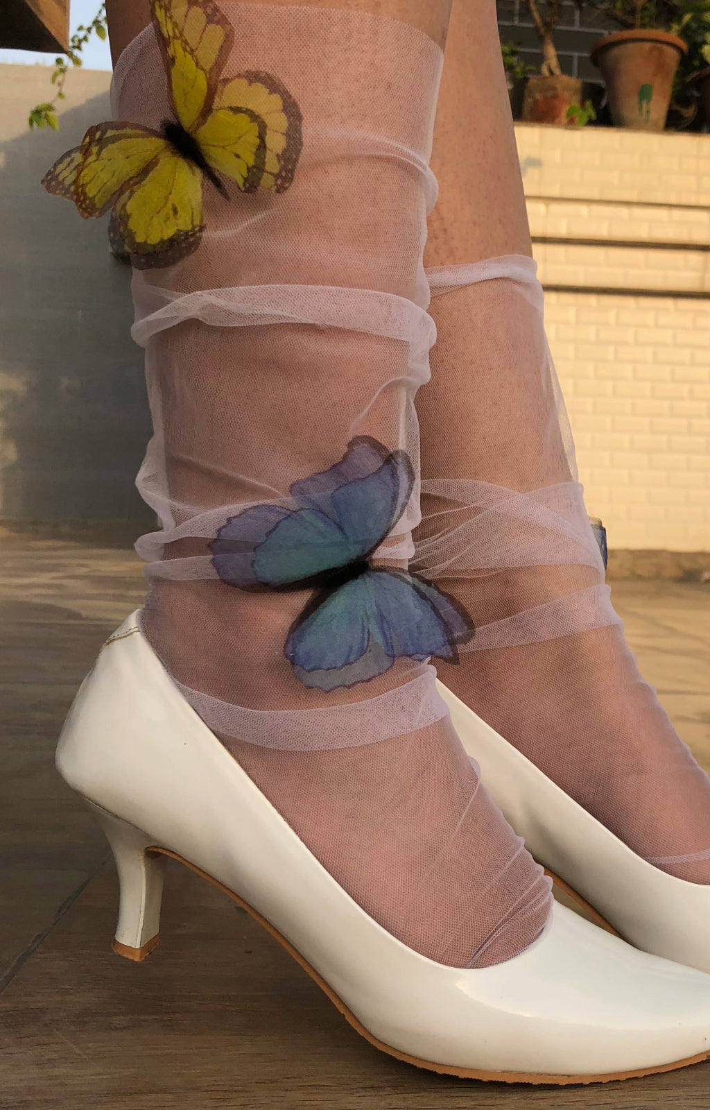 Silk Butterfly Tulle Socks