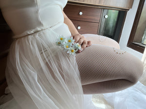 Custom Pearly Heart tights (White) Fishnet Stockings Pantyhose | Vintage Pearl Tights | Wedding Pantyhose | Bridal Heart Tights