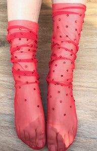 Ruby Red Tulle Socks
