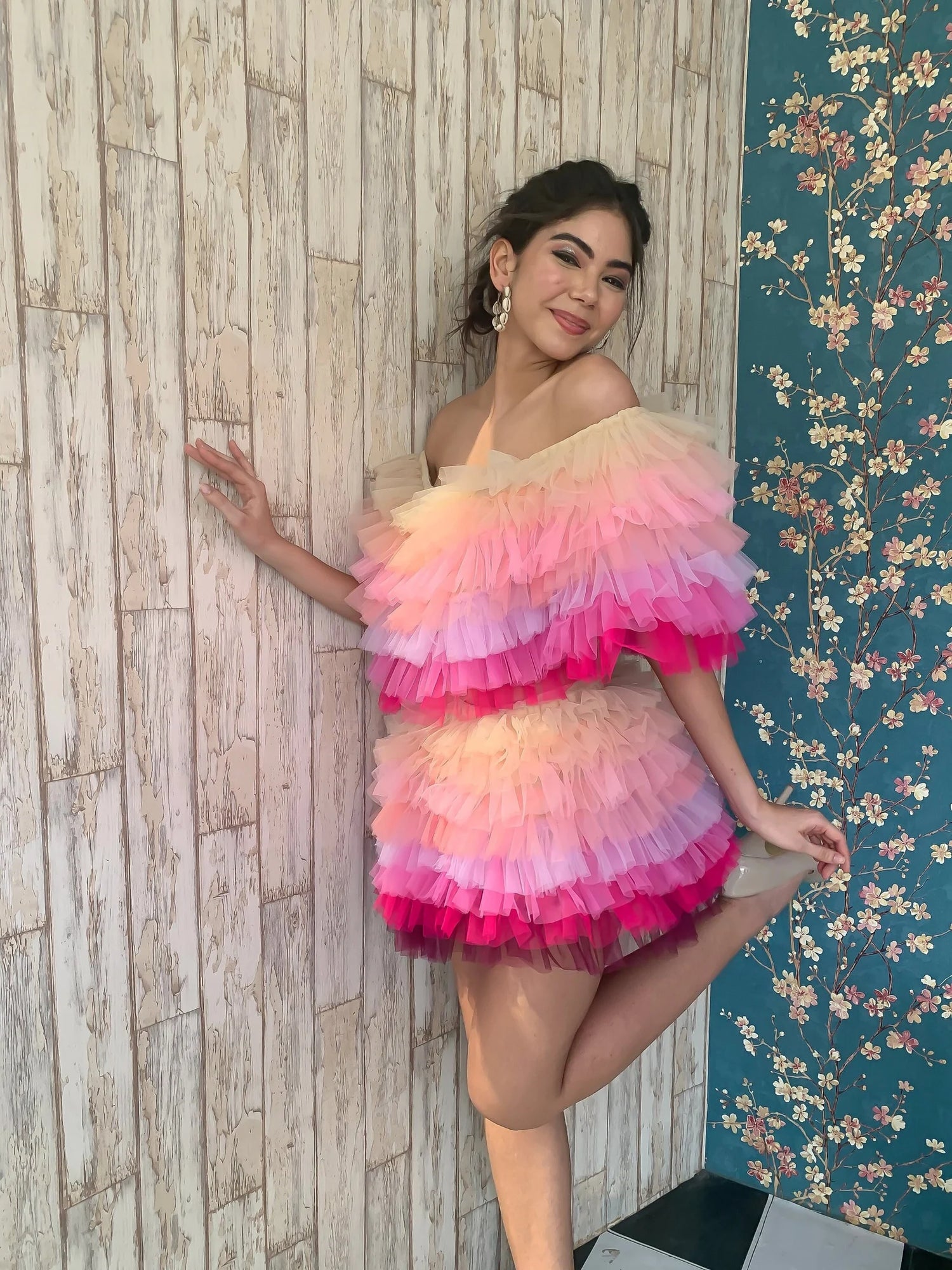 candy floss pink dress Amanda Uprichard Cynthia Gown