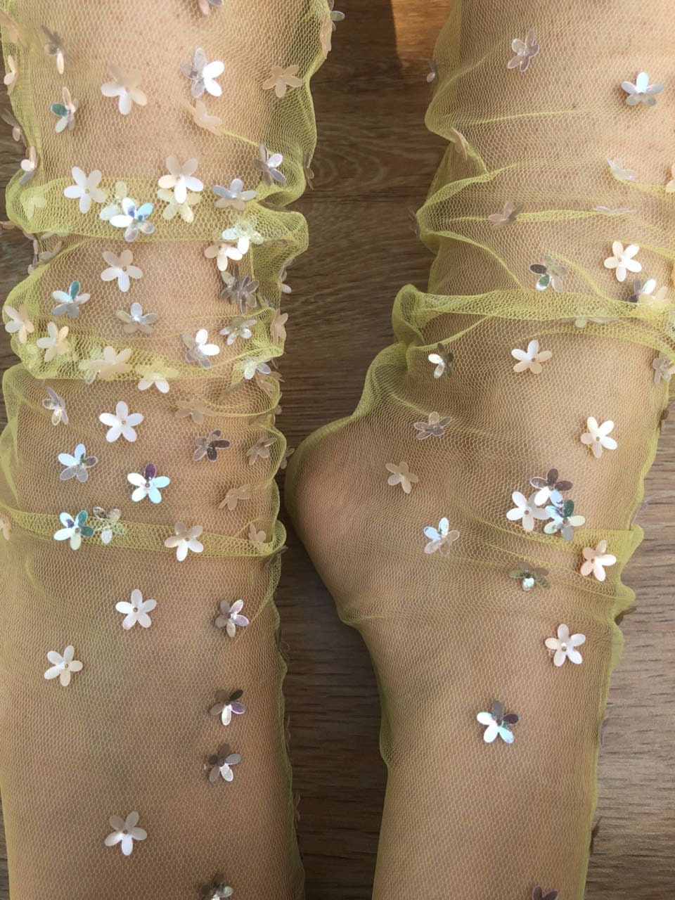 Yellow Blossoms Tulle Socks