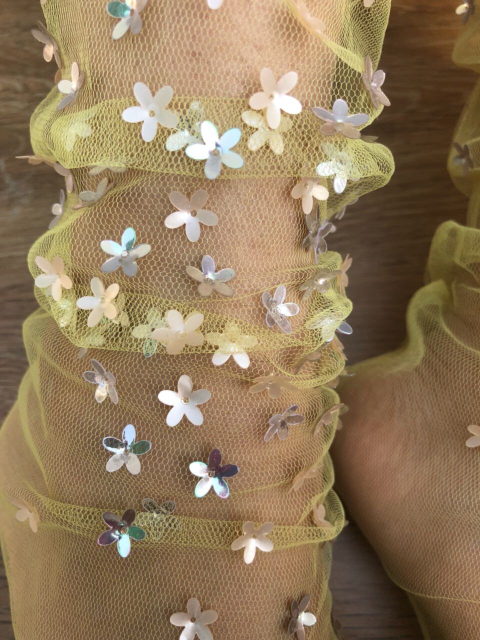 Yellow Blossoms Tulle Socks