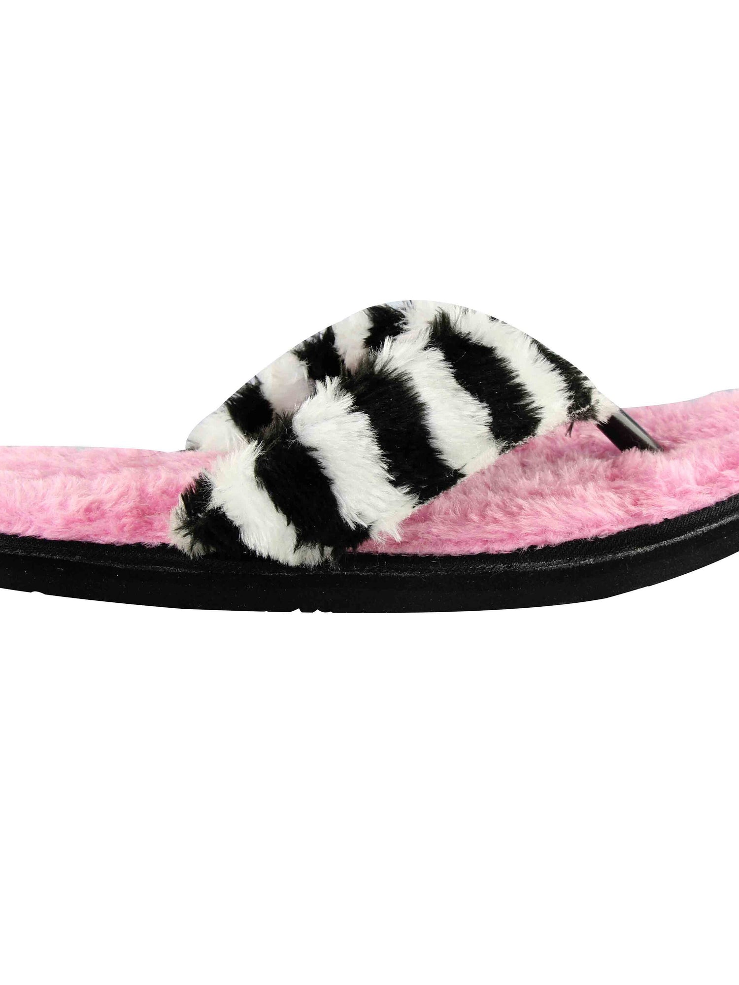 Miss-Striped Women&#39;s Cute (faux fur) Pink Flip Flops