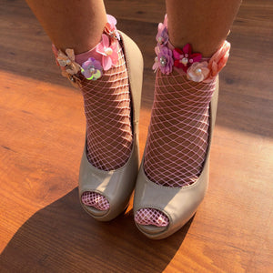 Pink Paradise Fishnet Socks