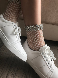 Jewel Encrusted Fishnet Socks