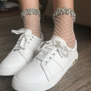 Jewel Encrusted Fishnet Socks