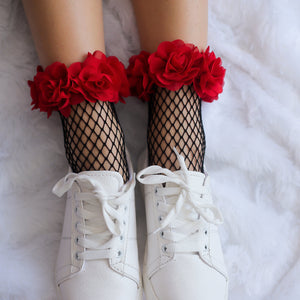 Crimson Crush Fishnet Socks