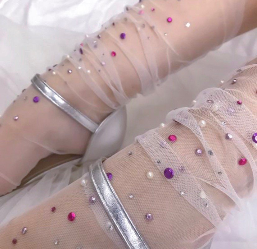 Rosewood Tulle Socks