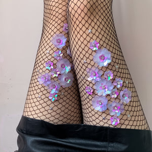 Purple Paisley Fishnet Stockings
