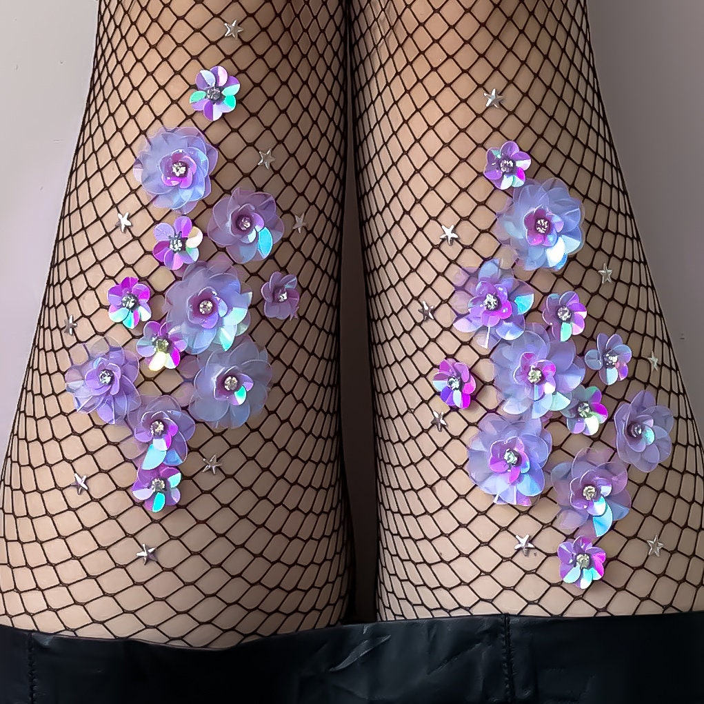 Purple Paisley Fishnet Stockings