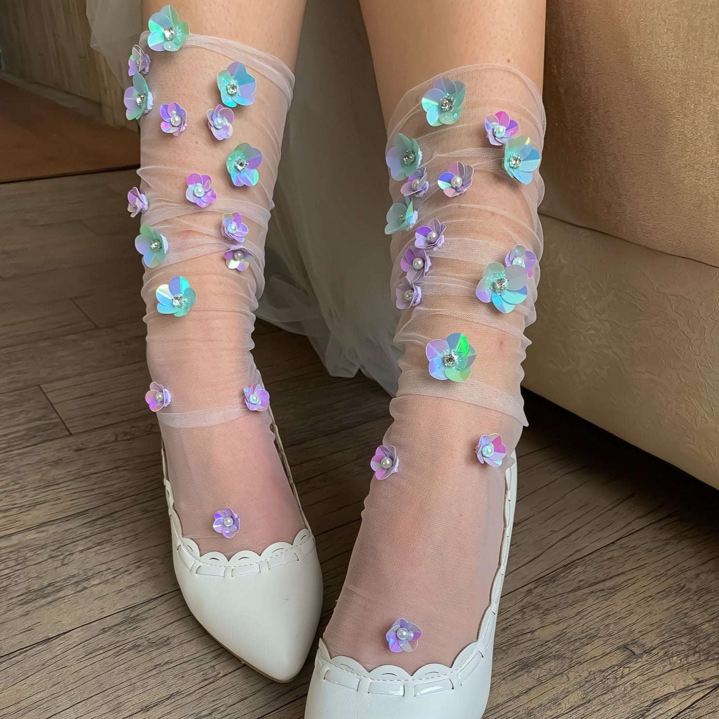 Ultra Violet Tulle Socks