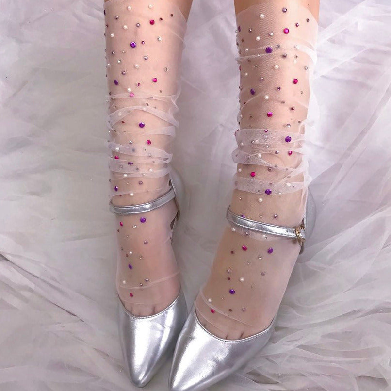 Rosewood Tulle Socks