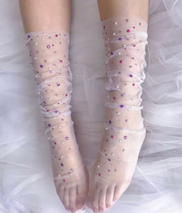 Rosewood Tulle Socks