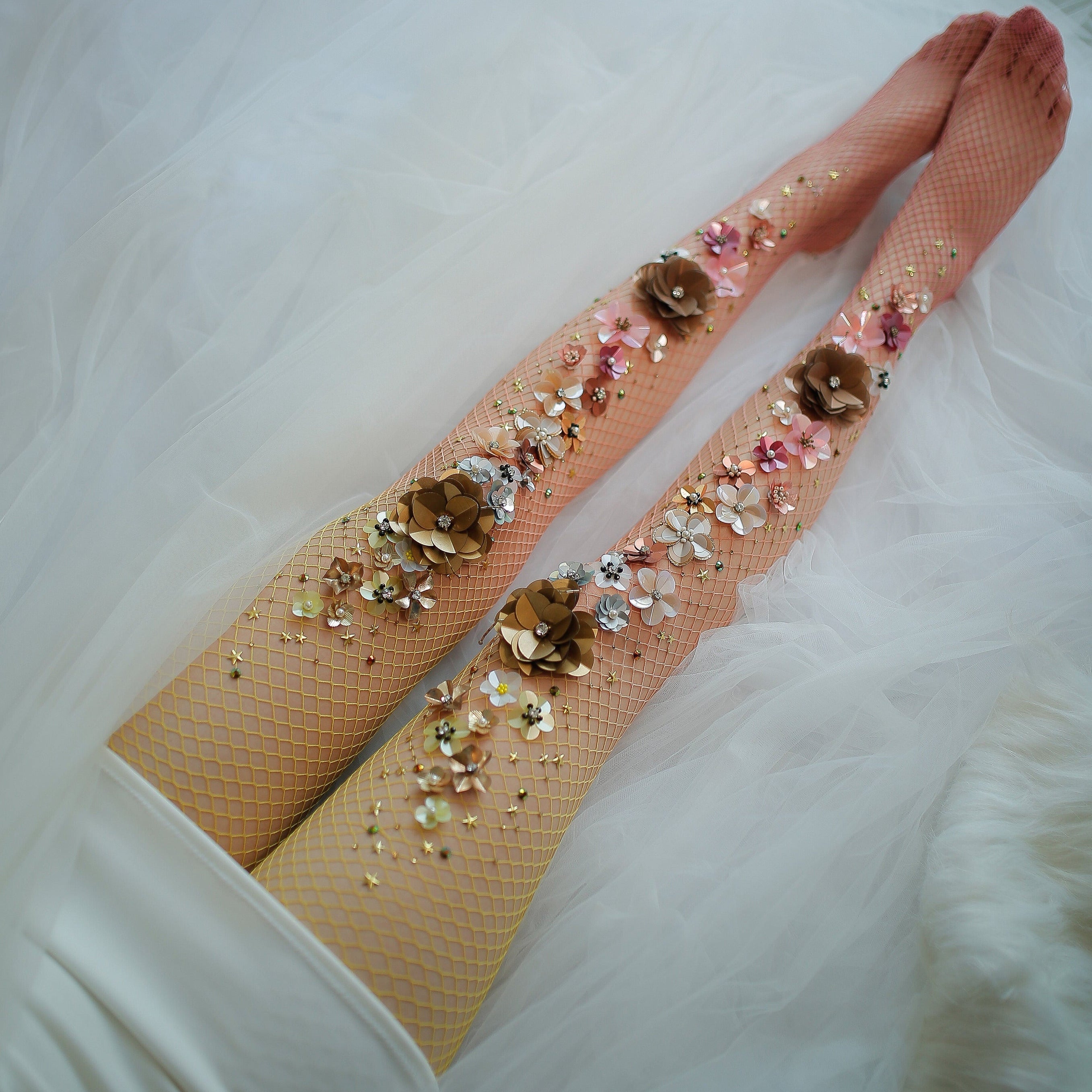 Gold deals fishnet stocking