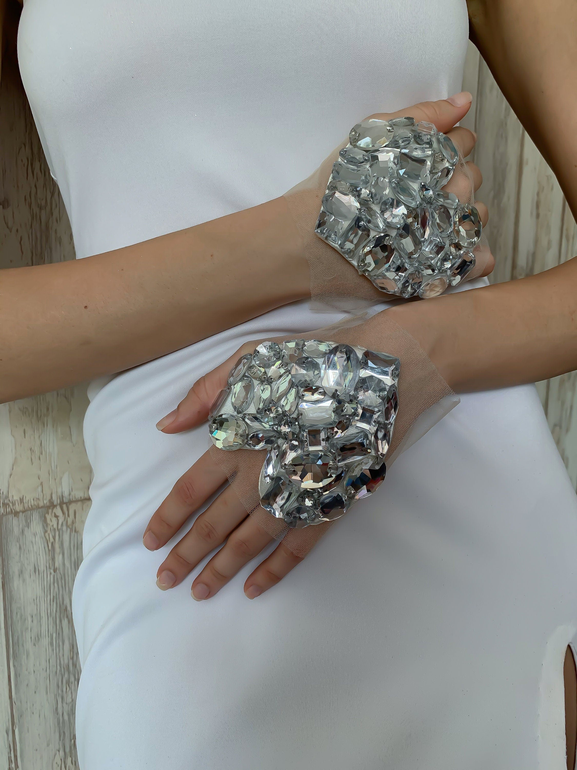 Diamante Bejeweled Love Gloves