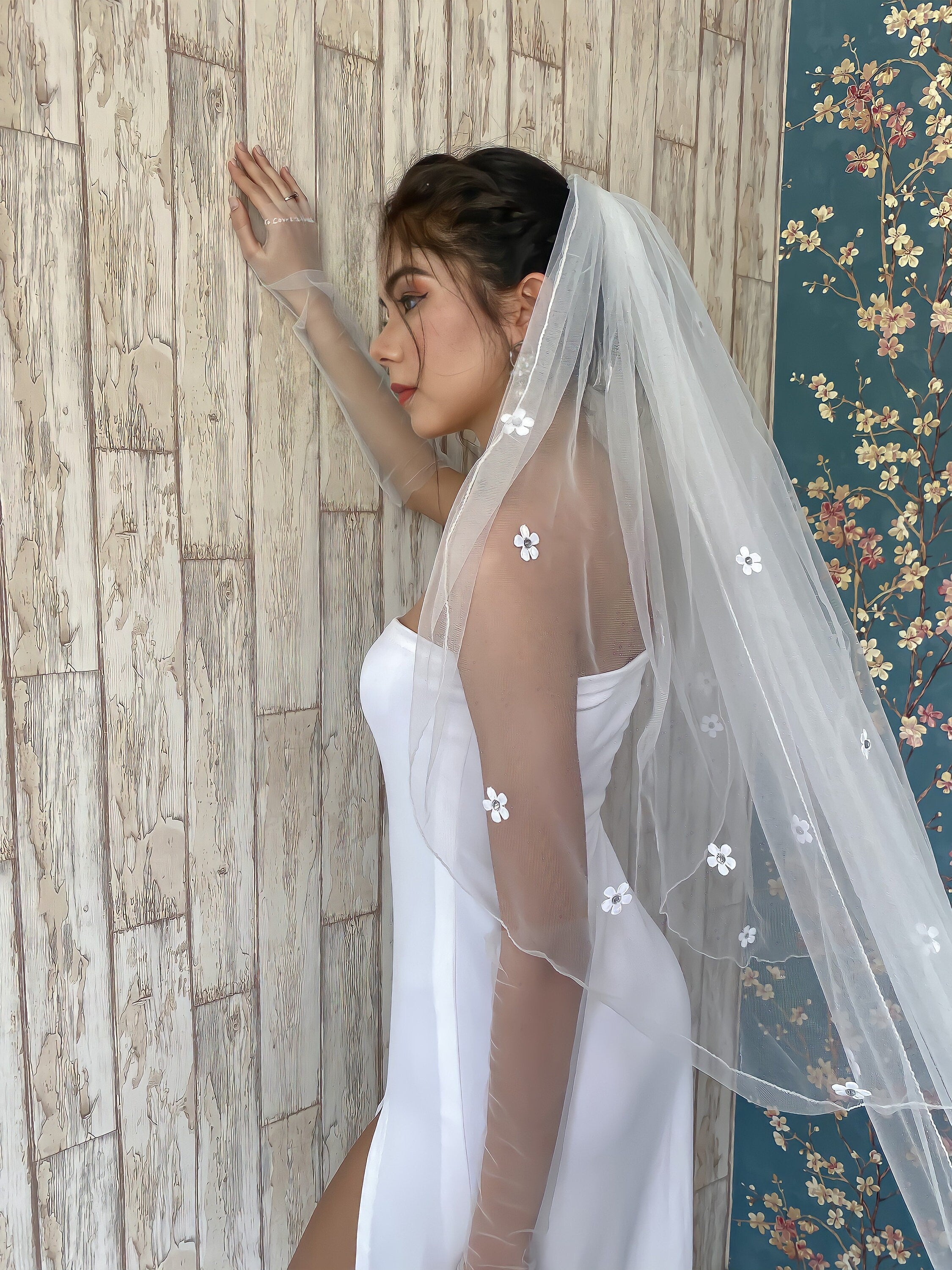 Spring Bloom Floral Veil
