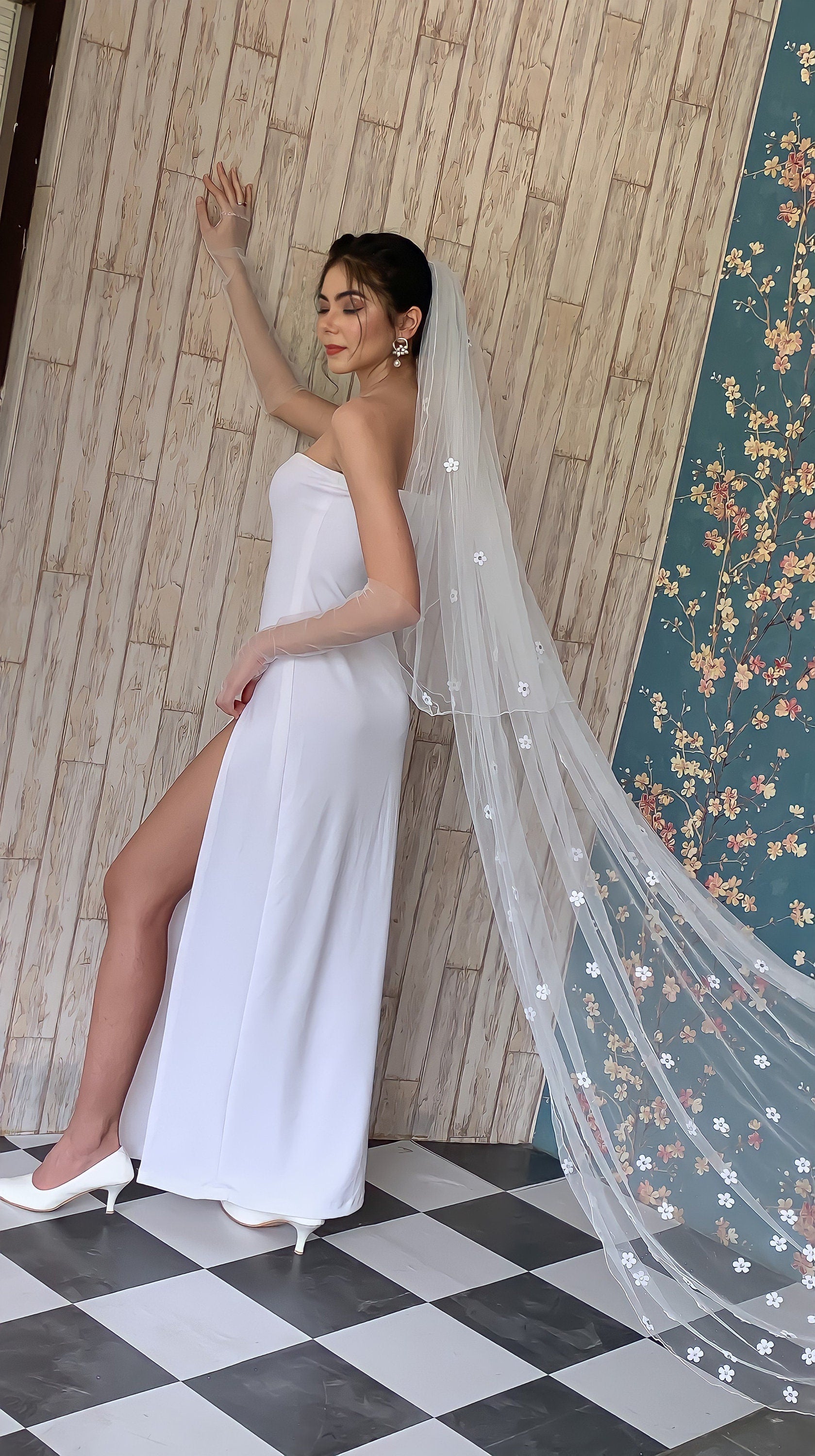 Spring Bloom Floral Veil