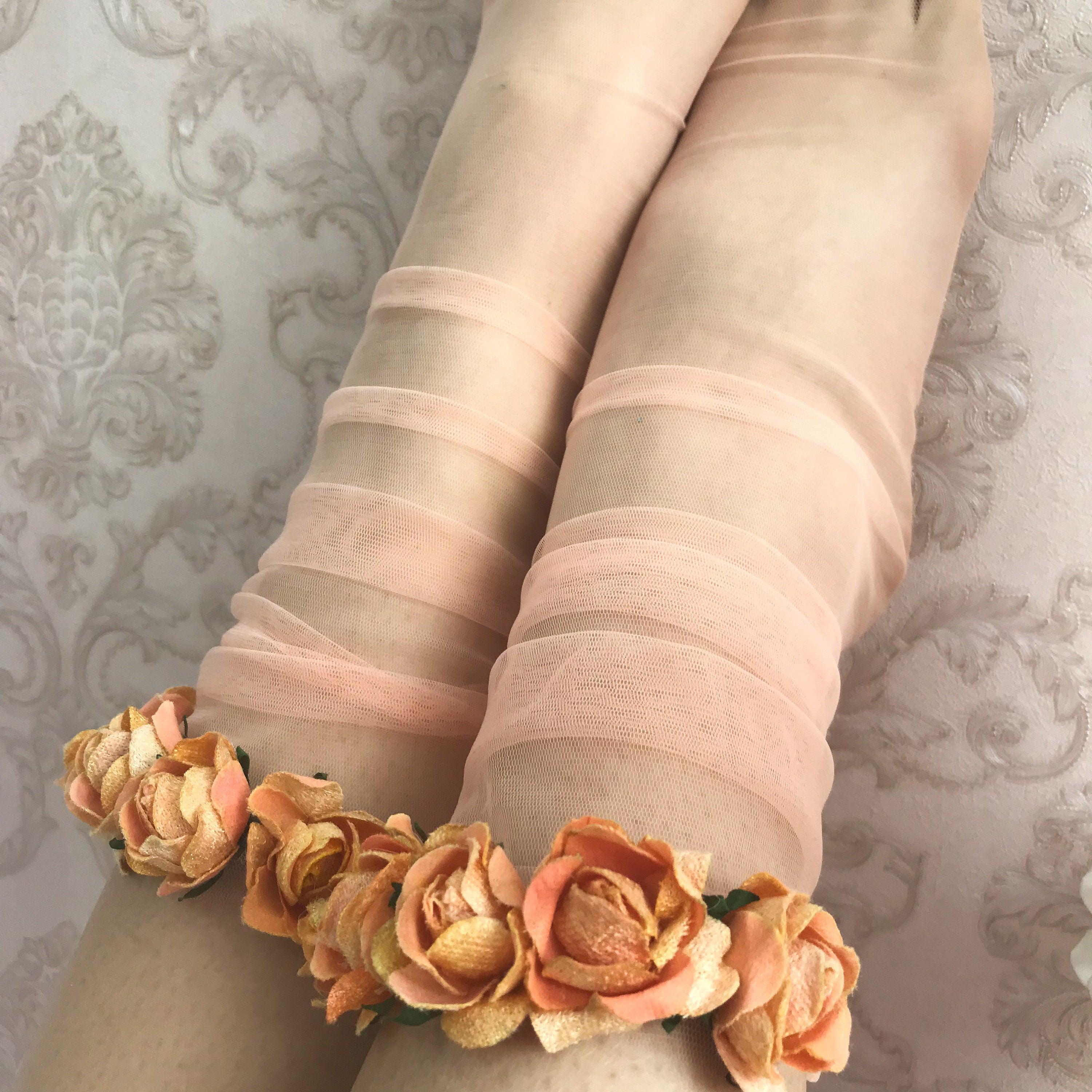 Lush Roses Tulle Socks