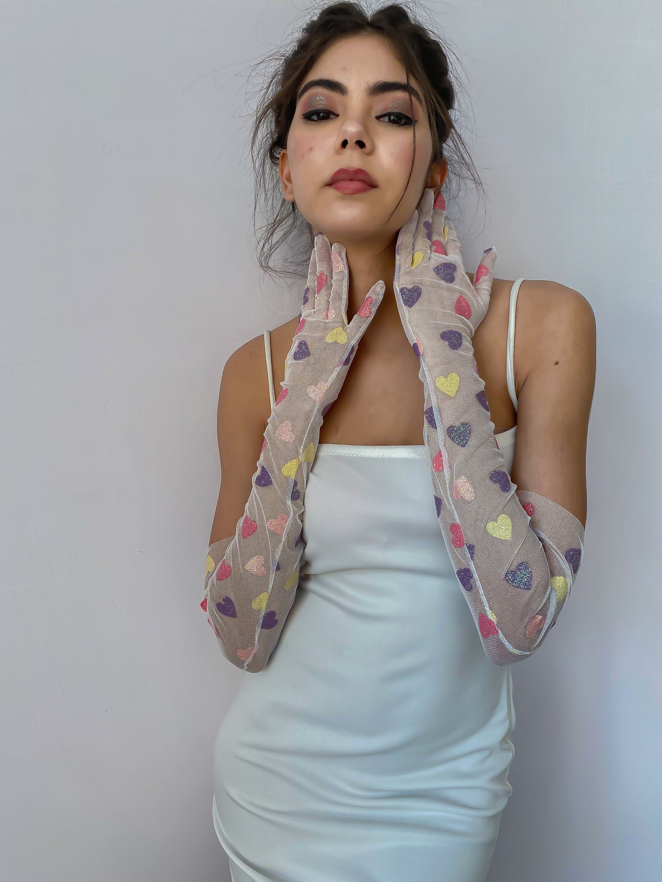 Rainbow Hearts Gloves