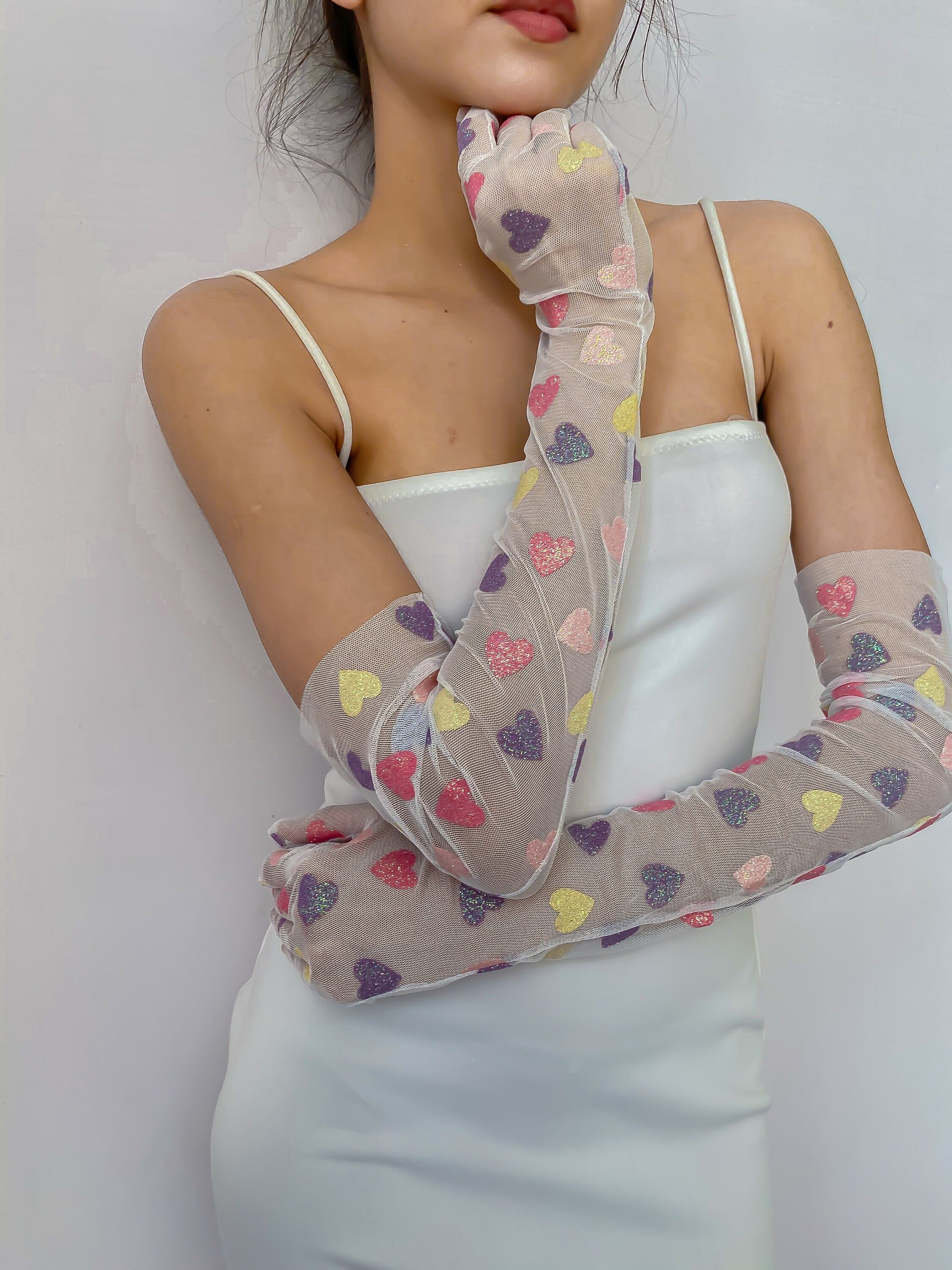 Rainbow Hearts Gloves